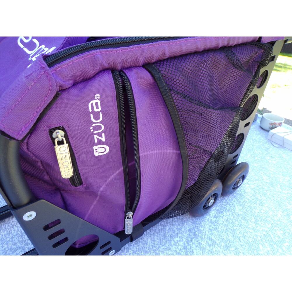 ZÜCA Sport Rolling Bag Purple Mobile Locker Built-in Seat Flashing LED Wheels - Picture 6 of 16